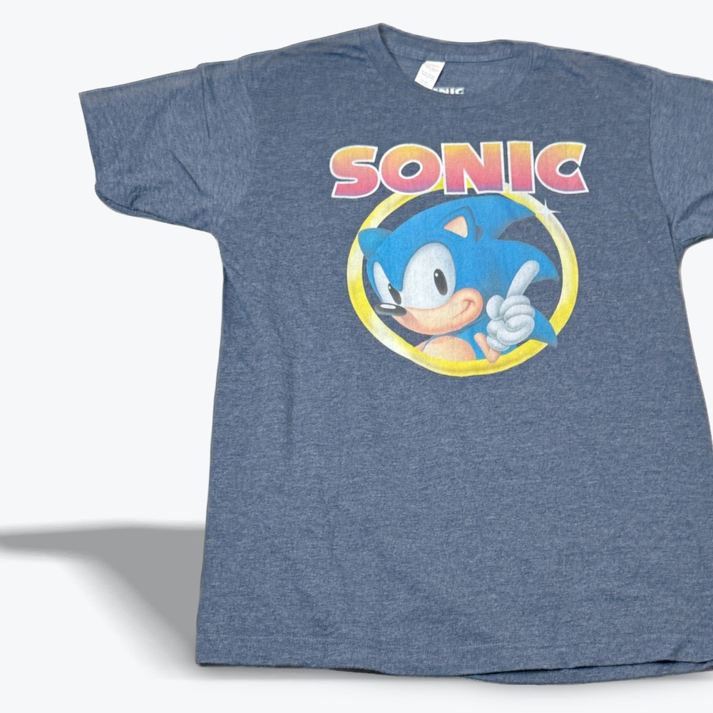 Sonic the Hedgehog Graphic T Shirt Mens Size Medium Blue Sega Retro‎ Gamer Tee